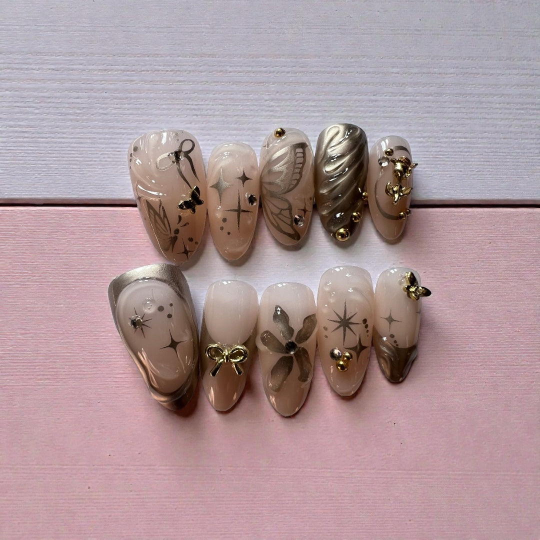 Metallic,3D Glitter Bow Flower Star Bow.