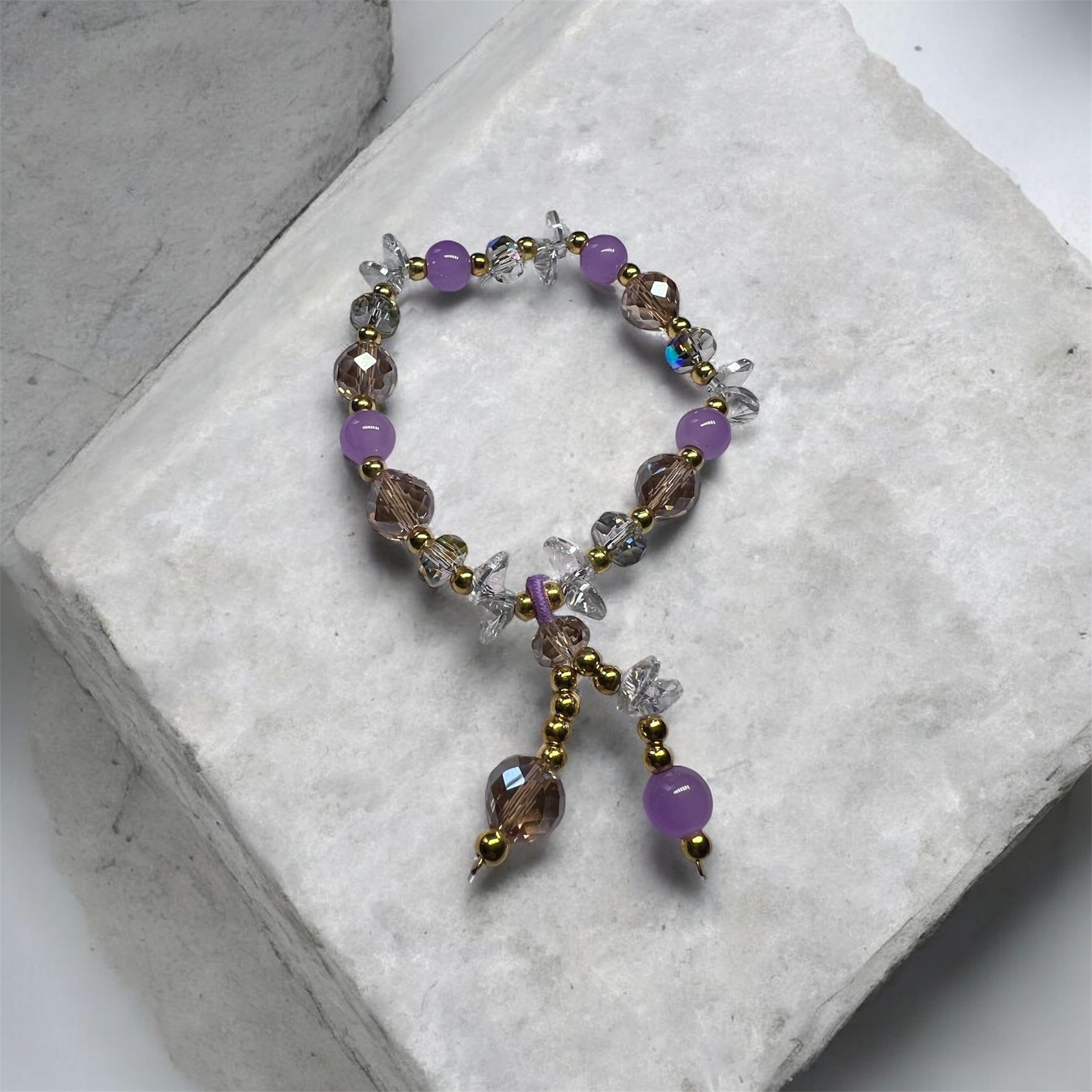 Purple Glass Beaded Stretch