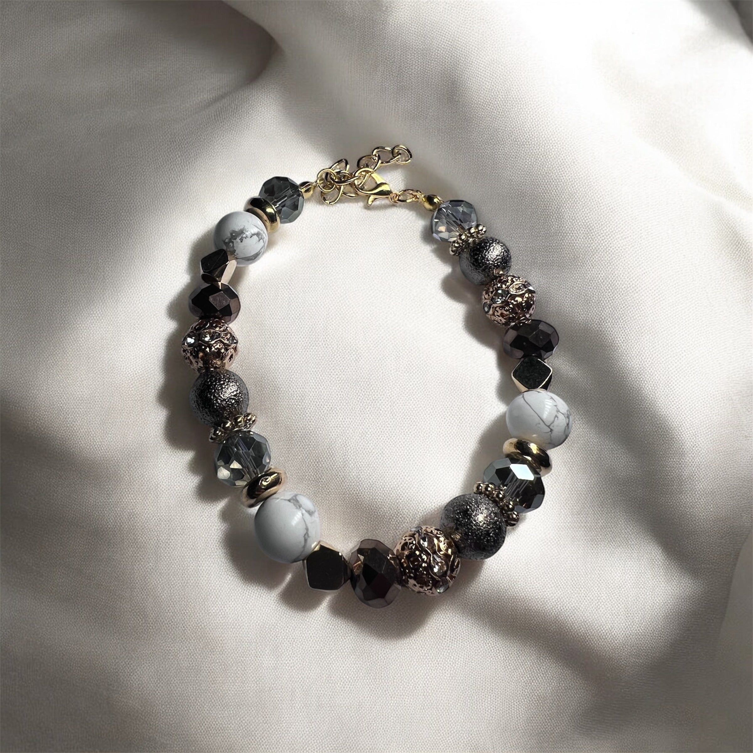 Brown Gold Glass Beads with Marbling Stone