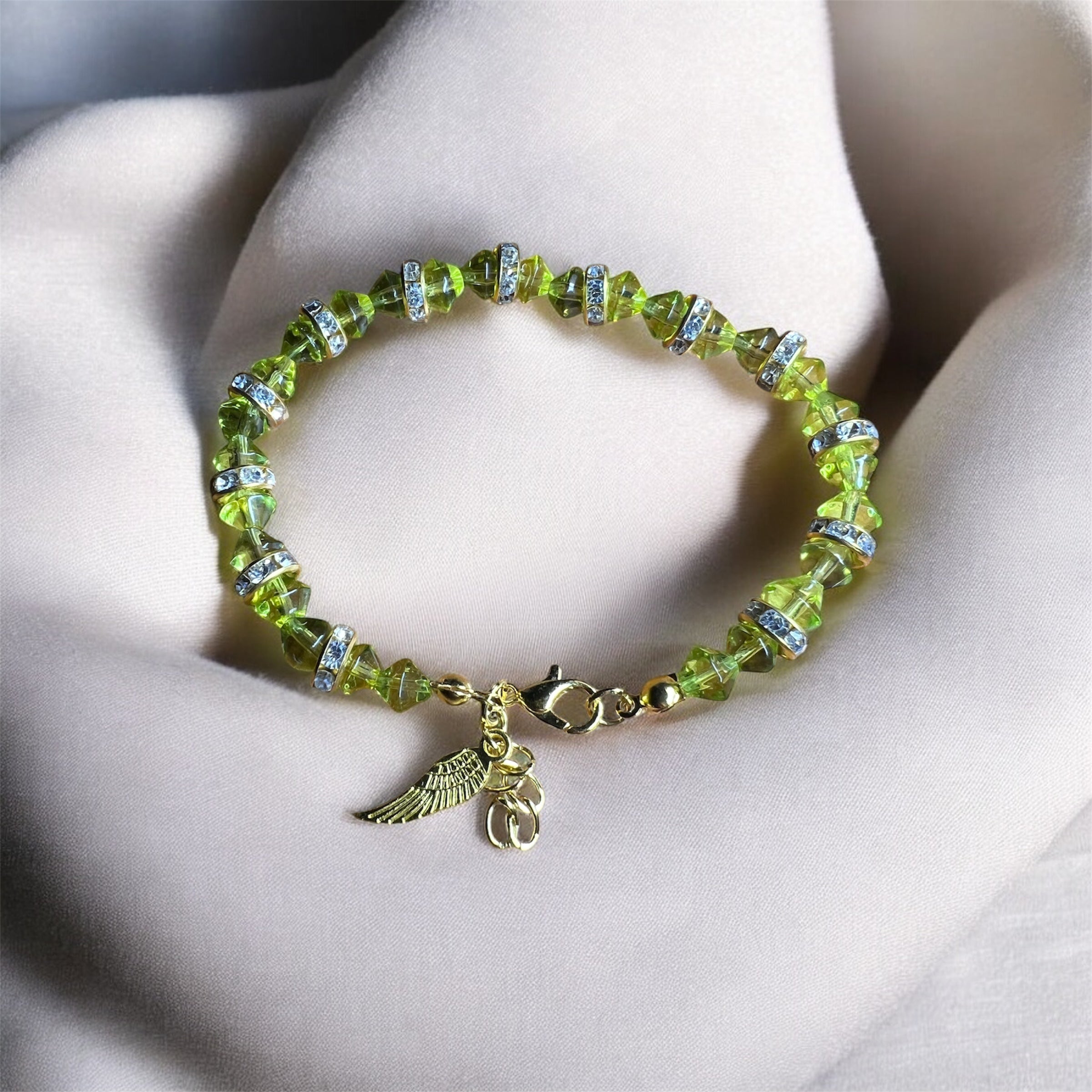 Green Swarovski Crystal with Gold Rhinestones