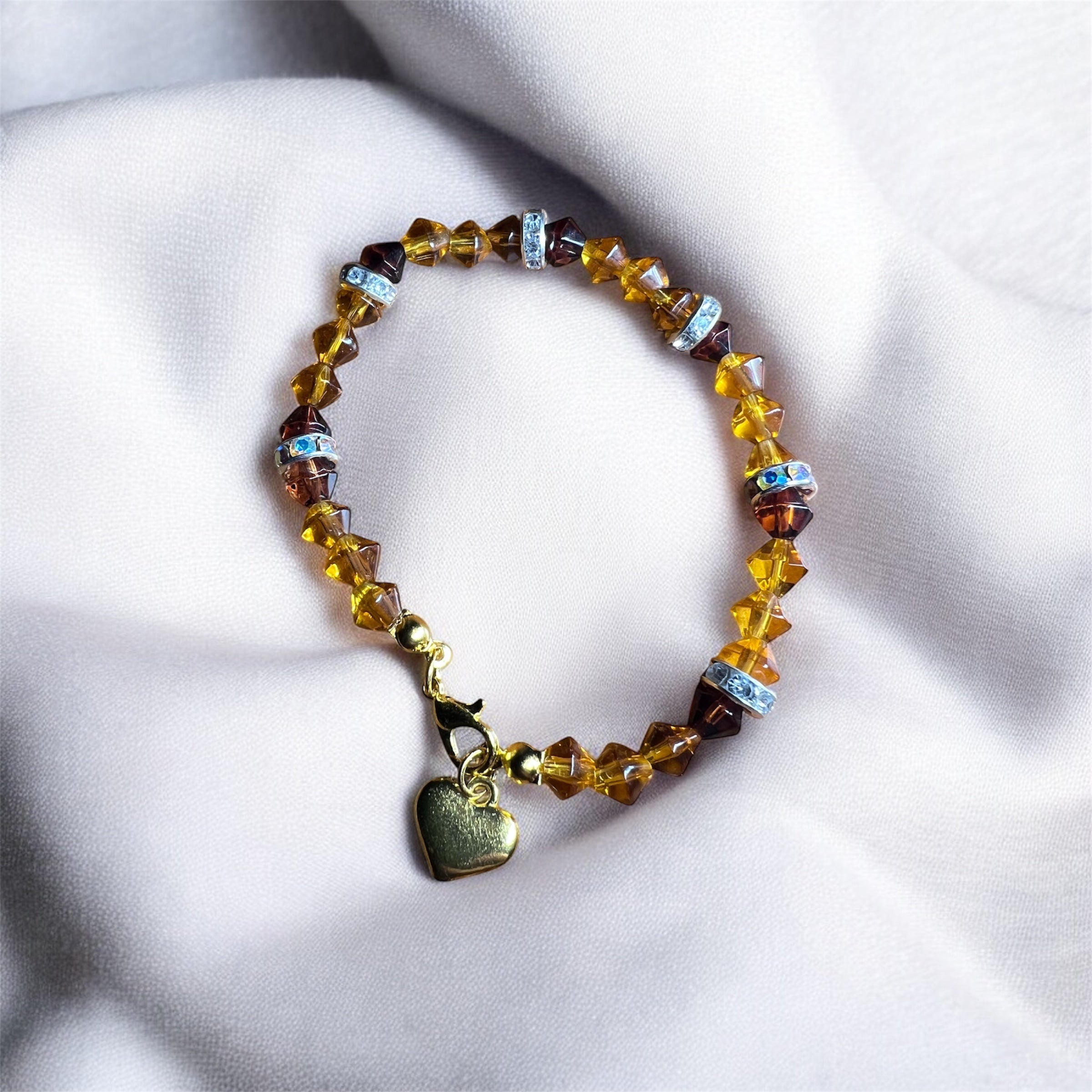 Brown Swarovski Crystal with Heart Charm