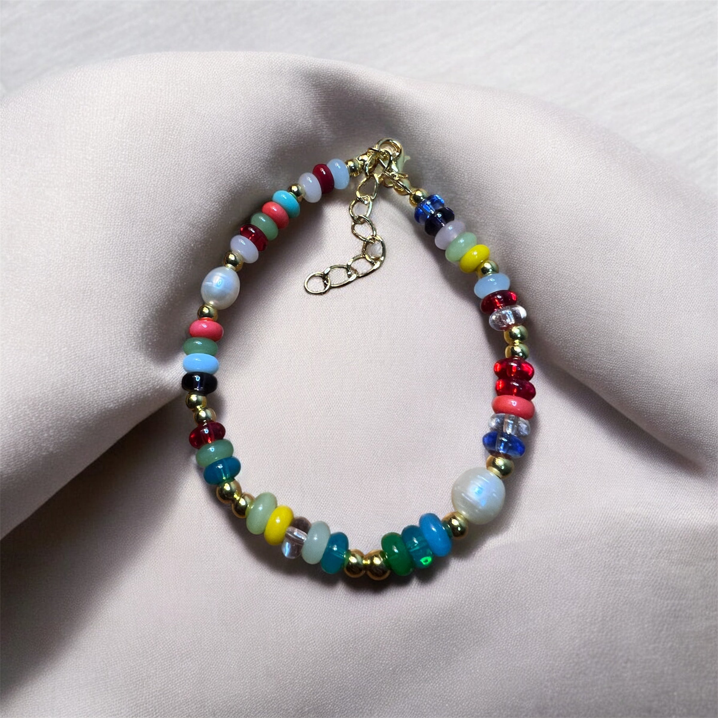 Mixed colors Glass Beaded and Pearls